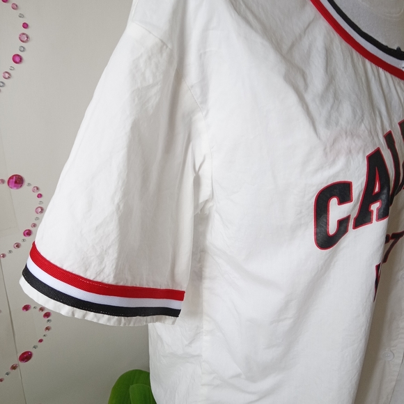SHEIN white, red, and black jersey “california west coast” styled button up! - Picture 5 of 5
